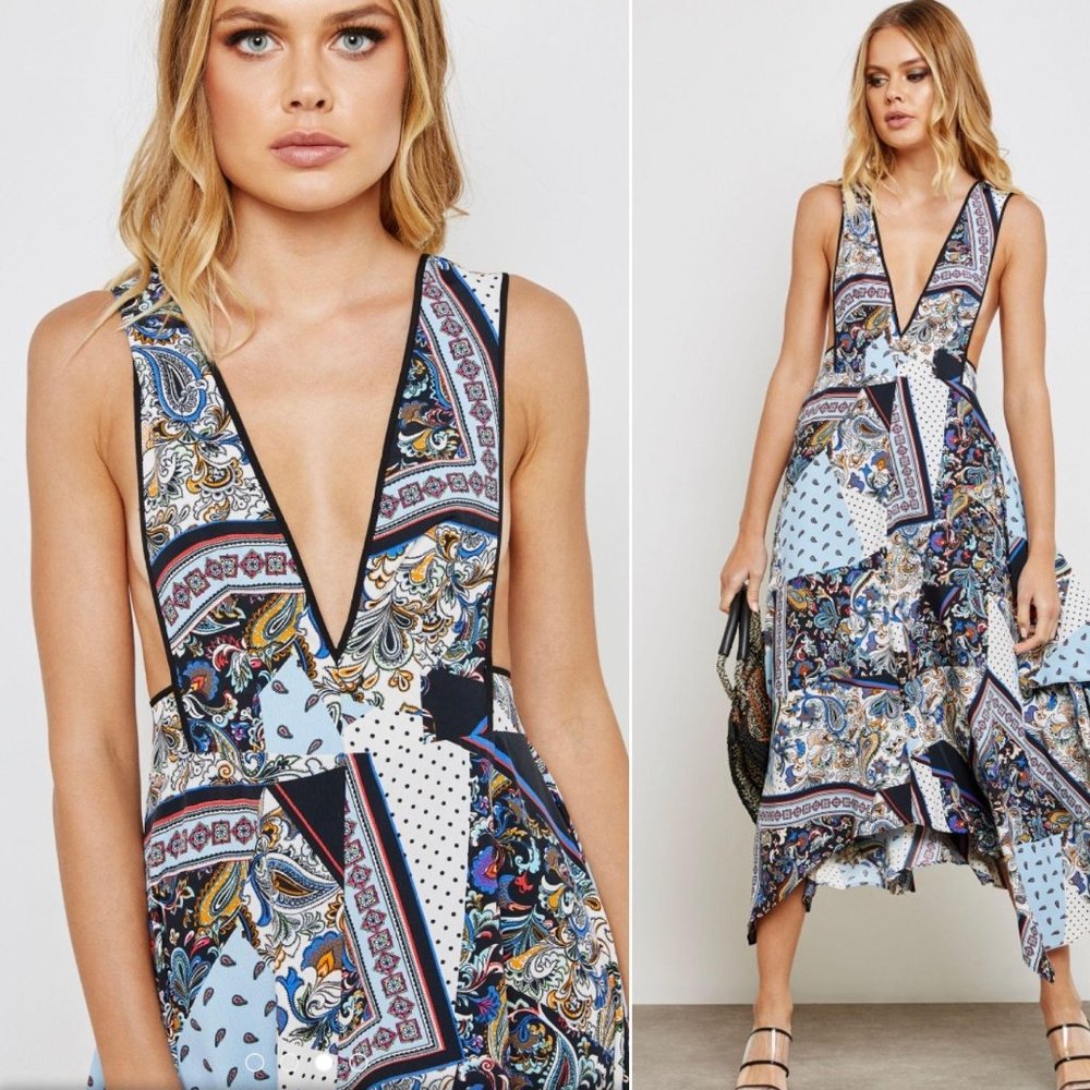 Topshop Pinafore Handkerchief Midi Dress